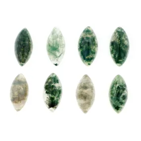 12mm x 6mm Marquise Green Moss Agate Cabochon