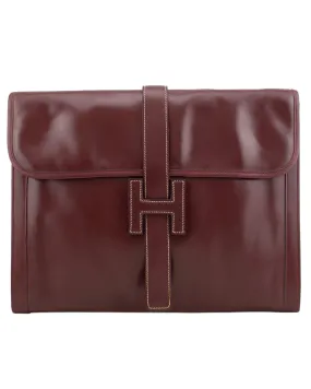 1975 Hermés Maroon Leather Jige Clutch