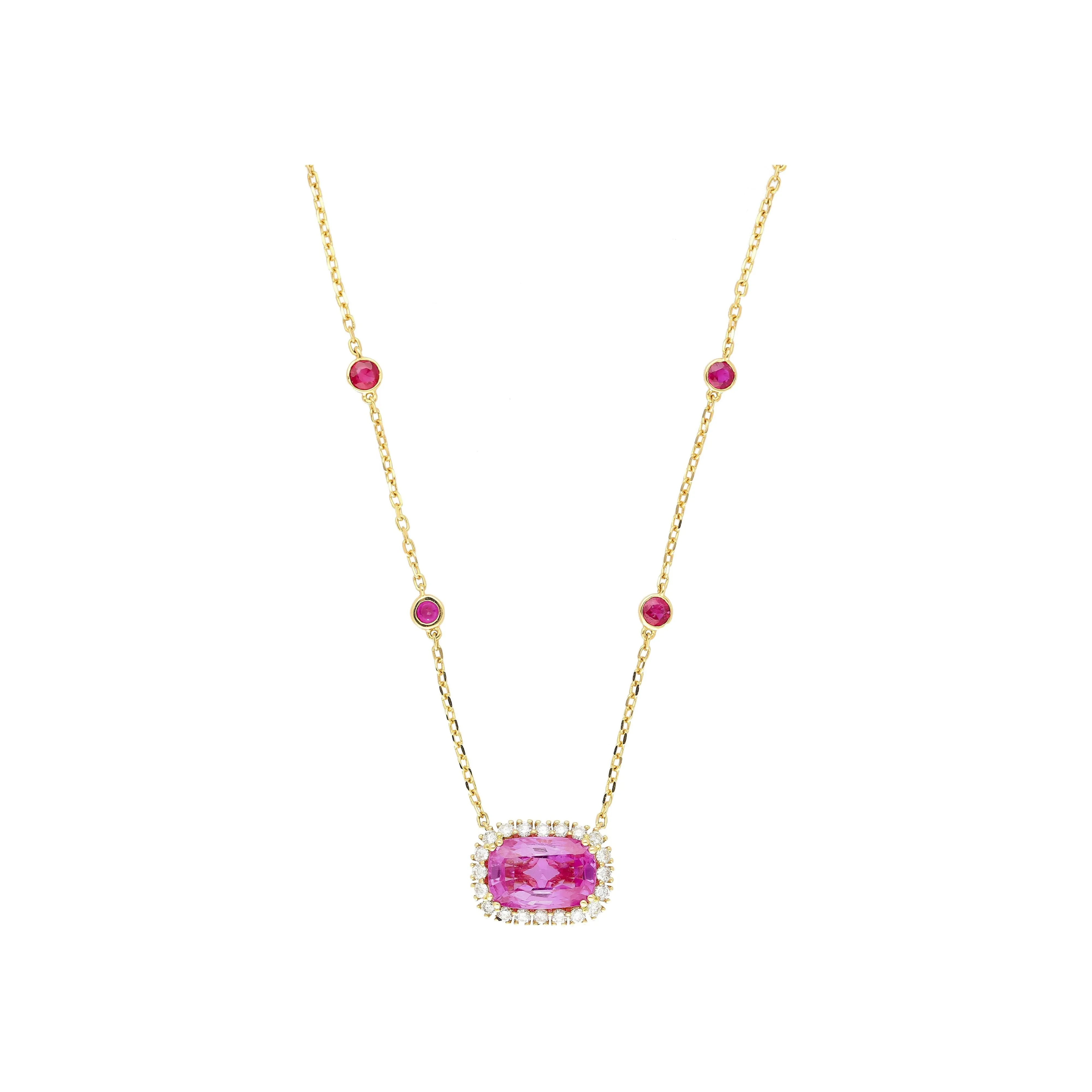 5.10 Carat No Heat Ceylon Pink Sapphire East West Floating Necklace