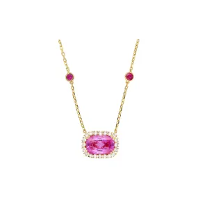 5.10 Carat No Heat Ceylon Pink Sapphire East West Floating Necklace