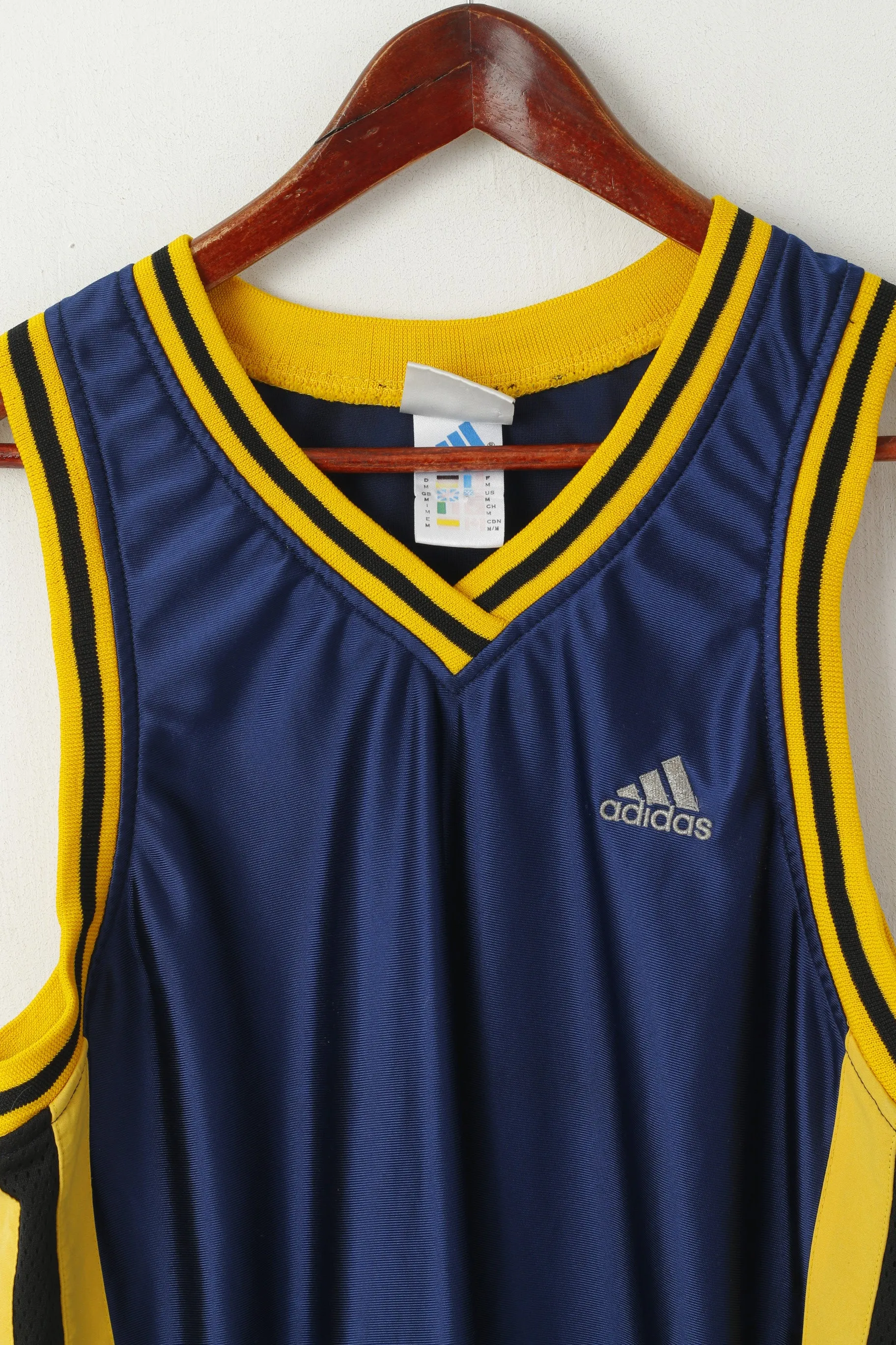 Adidas Men M Sleeveless Shirt Navy Basketball Teamwear Performance Vintage Vest