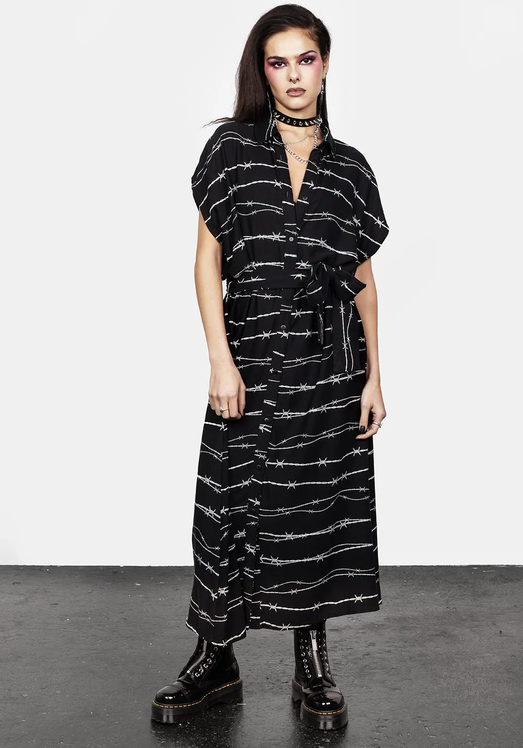 Barbed Midi Shirt Dress