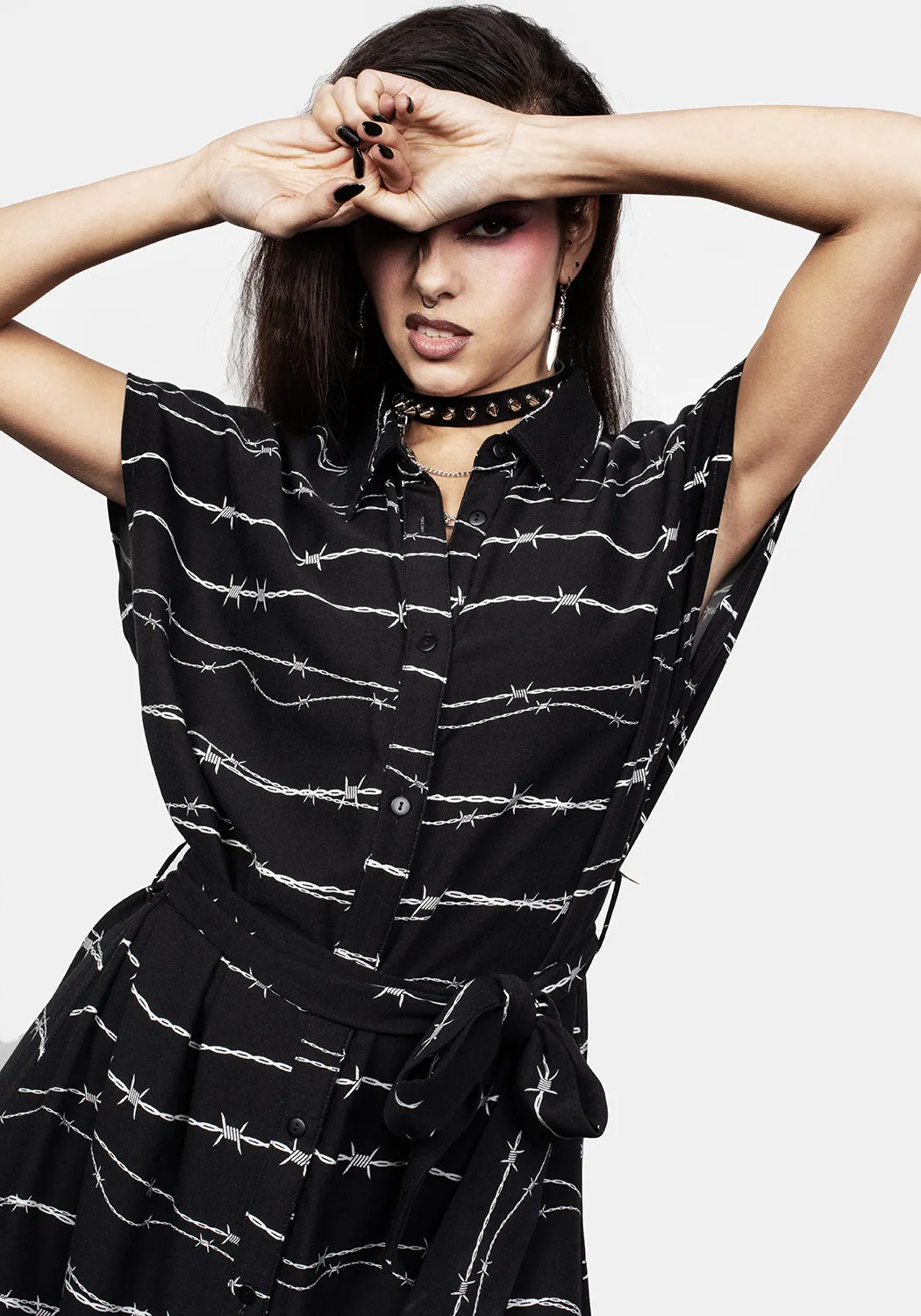 Barbed Midi Shirt Dress