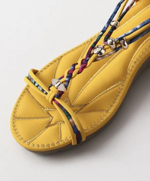 Boho Wedge Sandals - Yellow