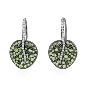 Botanical Leaf Earrings with Peridot and Diamonds