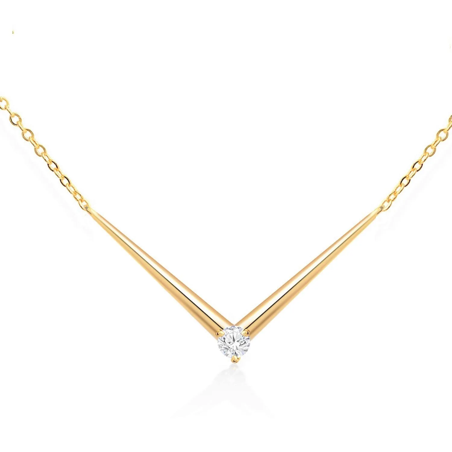 Brass 18k Rose Gold V Shape Chain Pendant For Women