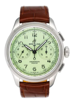 Breitling Premier B09 AB0930 Green Dial Mens Watch Box Papers