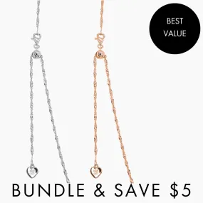 BUNDLE (2): 24" Milano Twist Adjustable Chains in Silver   Rose