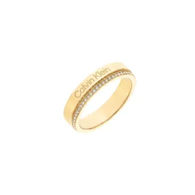 Calvin Klein Jewellery Gold Steel with Crystals Women's Ring - 35000201