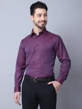 Cantabil Cotton Blend Striped Purple Full Sleeve Regular Fit Formal Shirt for Men with Pocket