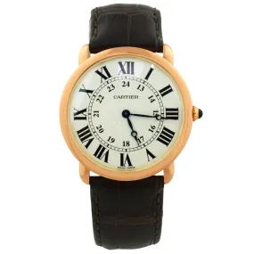 Cartier Men's RONDE LOUIS Pink Gold 36mm Silver Roman Numeral Dial Watch Reference #: W6800251