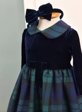 Chenille dress with tartan skirt