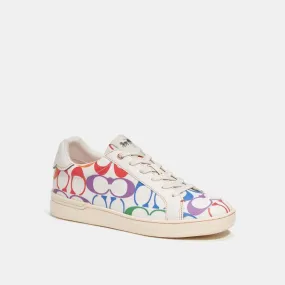 Coach Outlet Clip Low Top Sneaker In Rainbow Signature Canvas