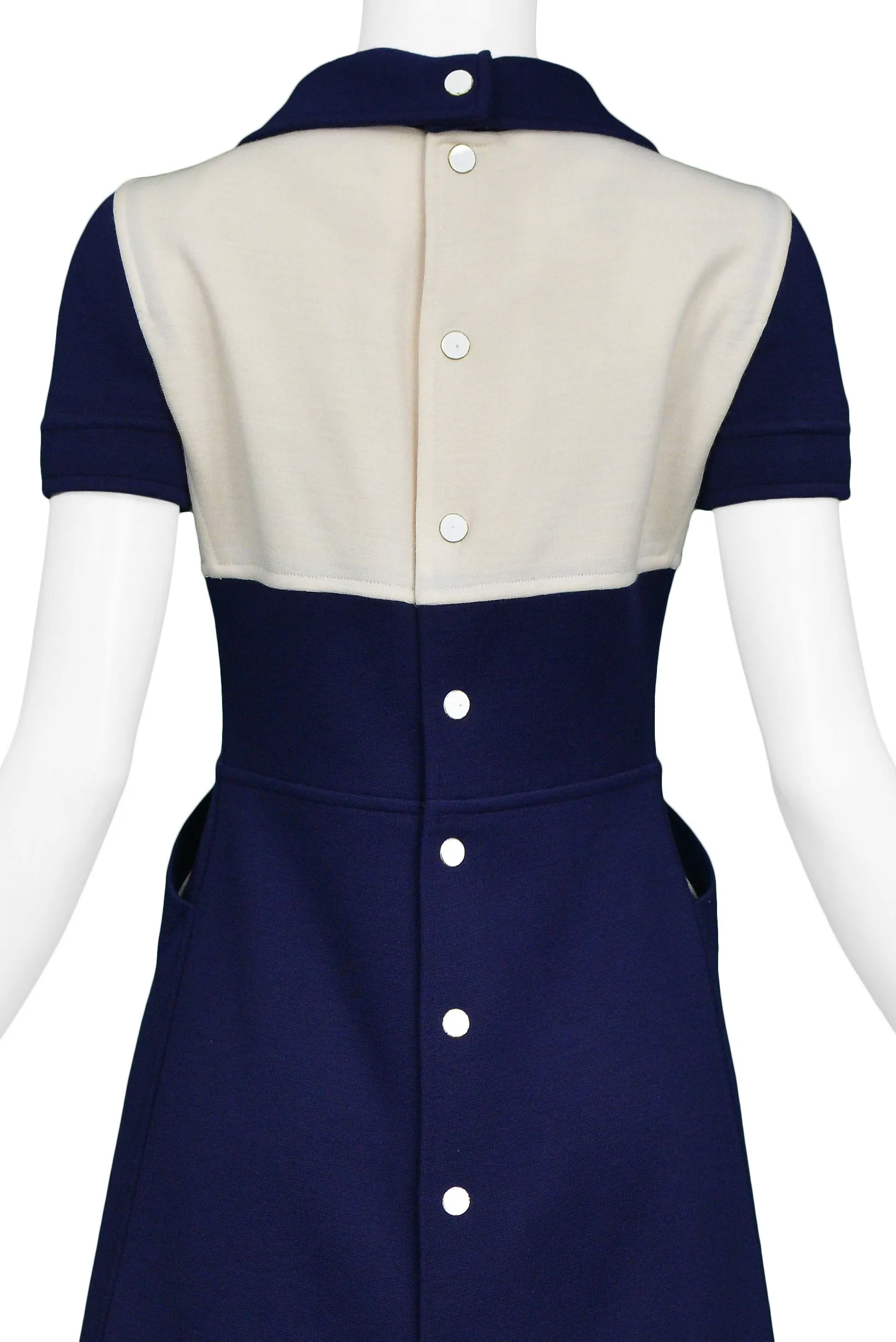 COURREGES BLUE & WHITE BUTTON DRESS