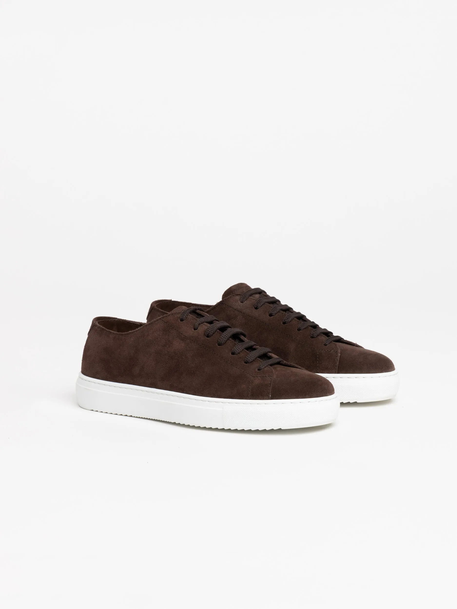 Dark Brown Lace-Up Suede Sneakers