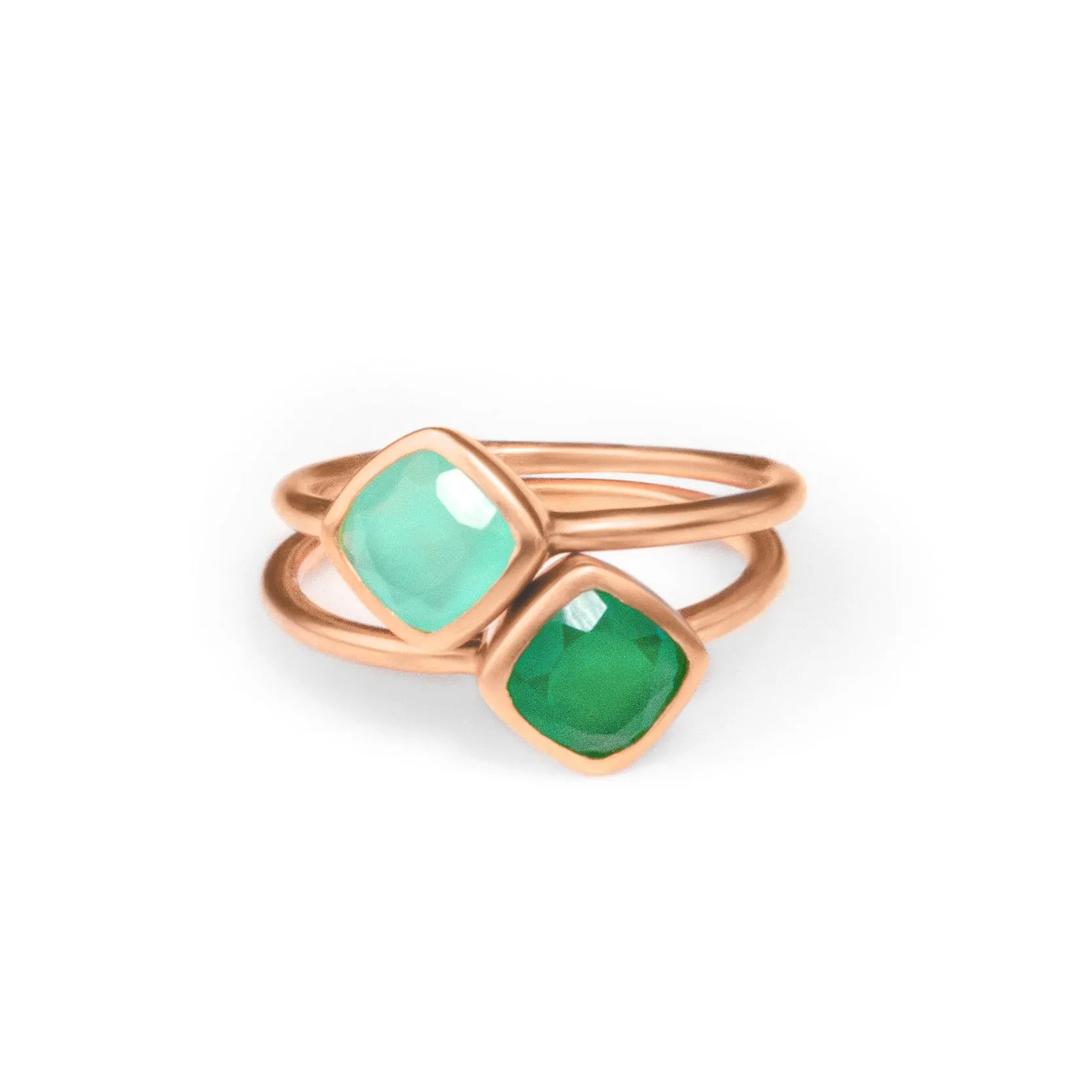 Diamond Shape Aqua Chalcedony Stacking Ring • March Birthstone