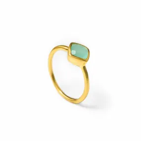 Diamond Shape Aqua Chalcedony Stacking Ring • March Birthstone