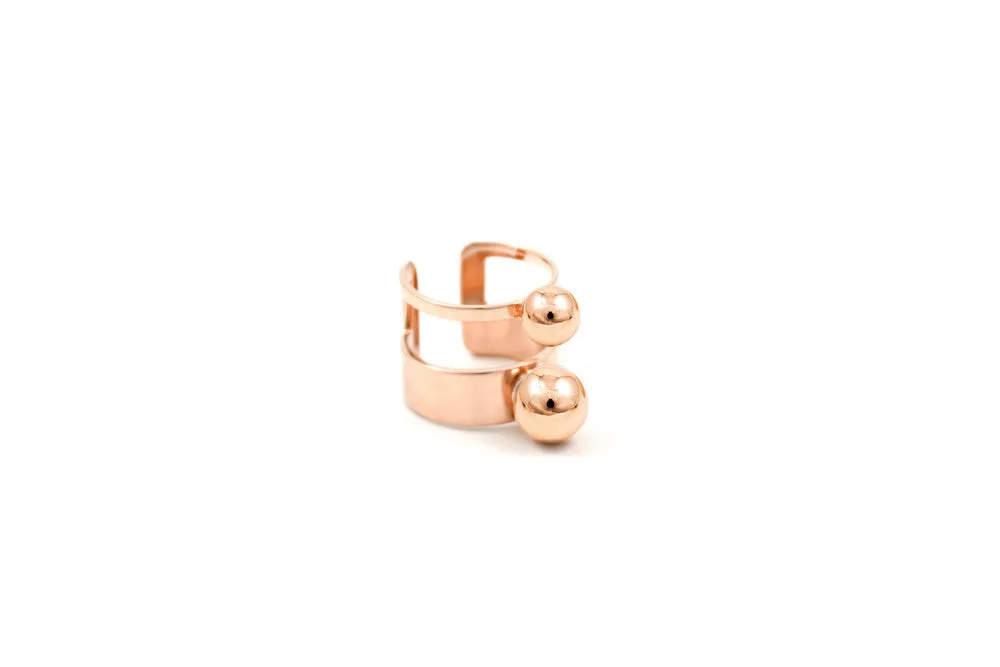 Double Sphere Ring, Rose Gold