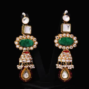 Earrings with Kundan and Jade