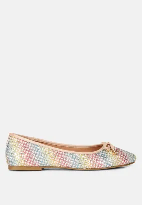 Glitter Faux Leather Flat Ballerinas