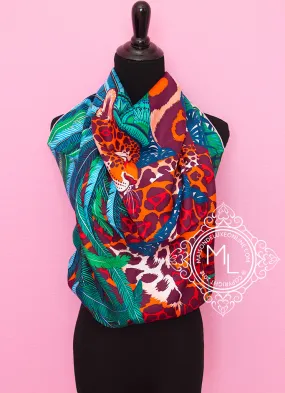 Hermes Blue Green Twill Silk 90 cm Jaguar Quetzal Scarf