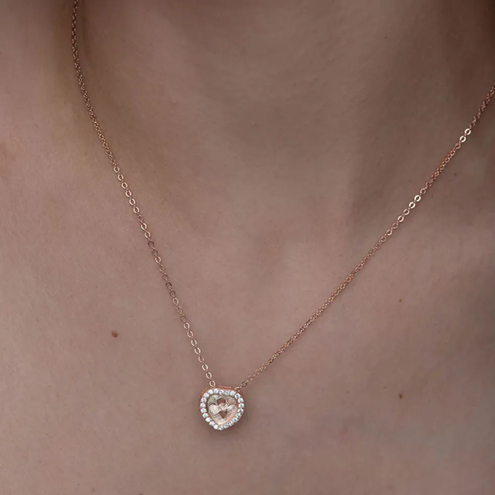 Holographic Heart Necklace- 18k Rose Gold Vermeil