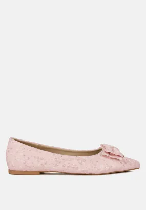 Jacquard Bow Embellished Ballet Flats