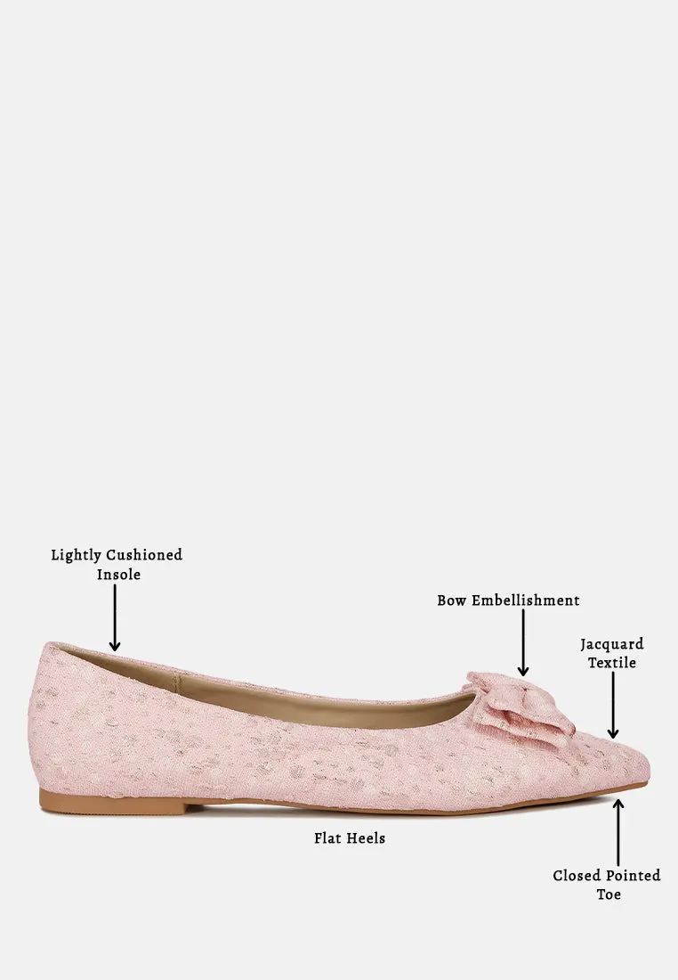 Jacquard Bow Embellished Ballet Flats