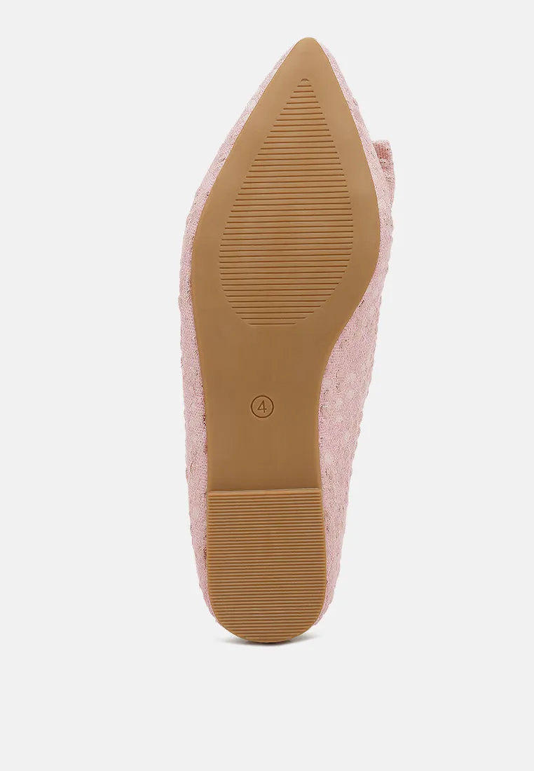 Jacquard Bow Embellished Ballet Flats