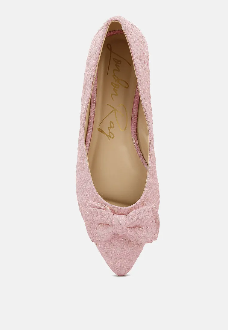 Jacquard Bow Embellished Ballet Flats