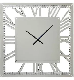 Large Mirror clock square with Roman numerals 80cm  crystal beads for collection