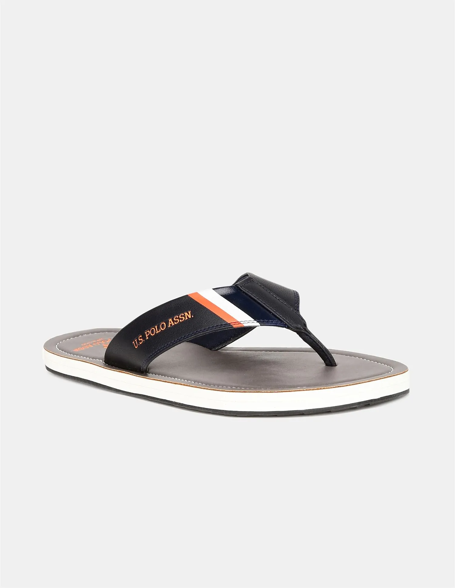 Logo Printed V-Strap Non-Skid Patt Flip Flops