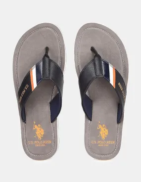 Logo Printed V-Strap Non-Skid Patt Flip Flops