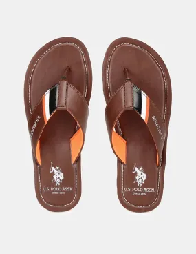 Logo Printed V-Strap Non-Skid Patt Flip Flops