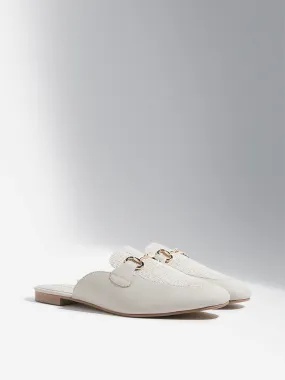 LUNA BLU Ivory Metal-Detailed Mules