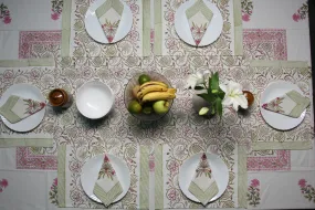 Maroon Mash Hand block Print Placemat & Napkin Set