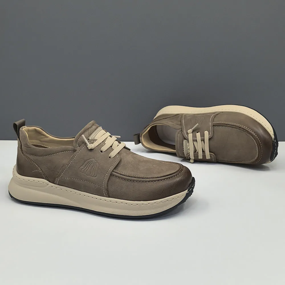 Men Solid Minimalism Leather Flat Casual Shoes