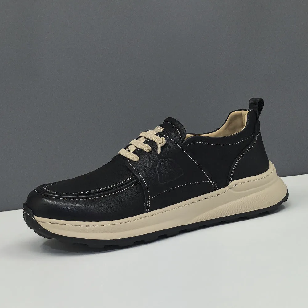 Men Solid Minimalism Leather Flat Casual Shoes