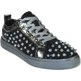 Mens Fancy Shoes By FIESSO AURELIO GARCIA, Spikes Rhine stones 2413 Black