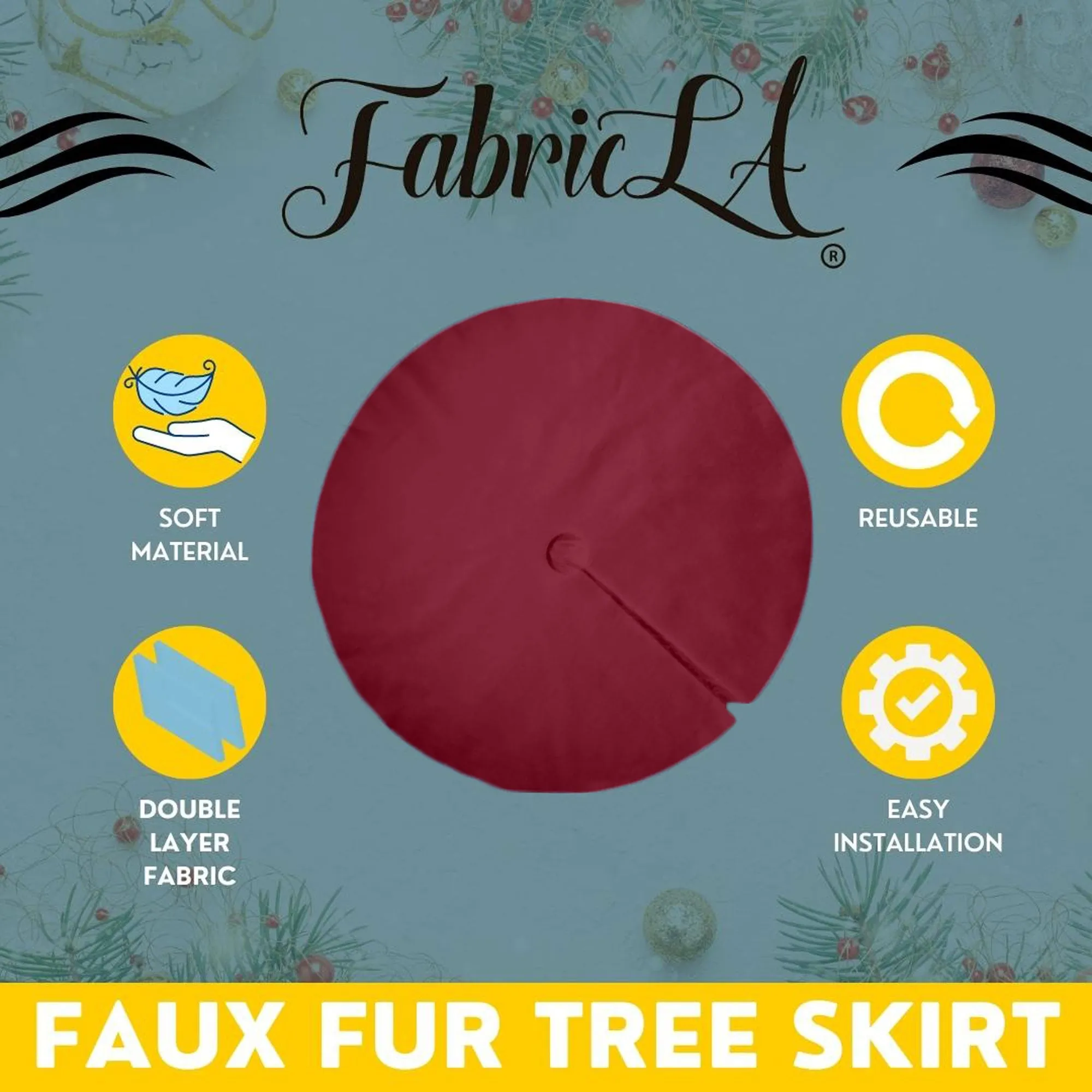 Premium Faux Fur Christmas Tree Skirt - 36 Inch | Luxurious Holiday Decorations