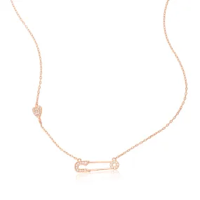 Safety Pin Heart Necklace silver rose gold