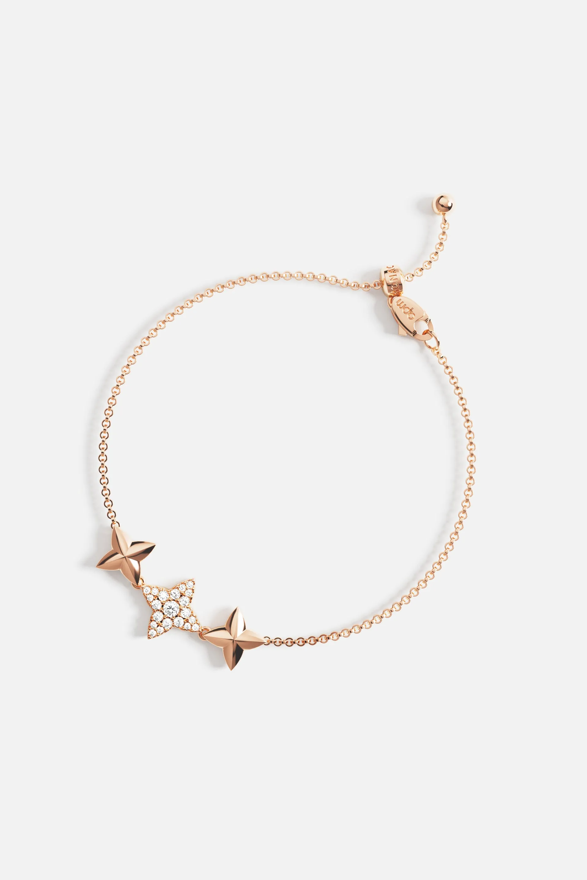 Triple Météorites Rose Gold Adjustable Bracelet