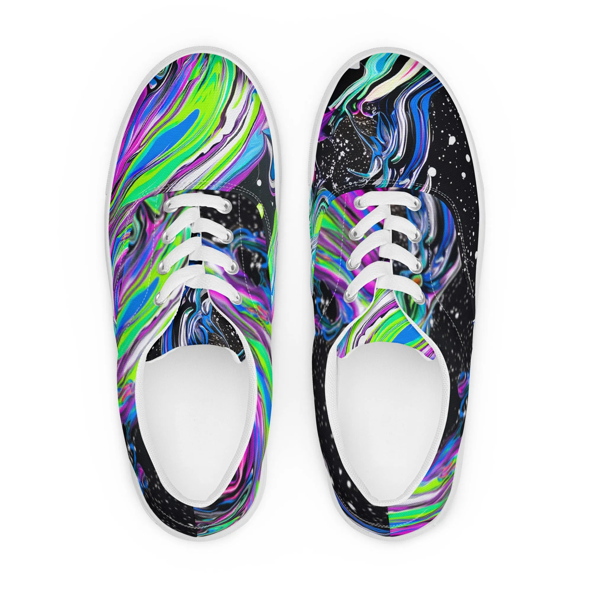 Trippy Color Swirls Women’s lace-up canvas shoes