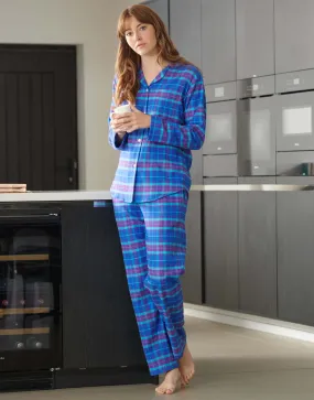 Women's Brushed Cotton Pyjama Set – Ultraviolet Check